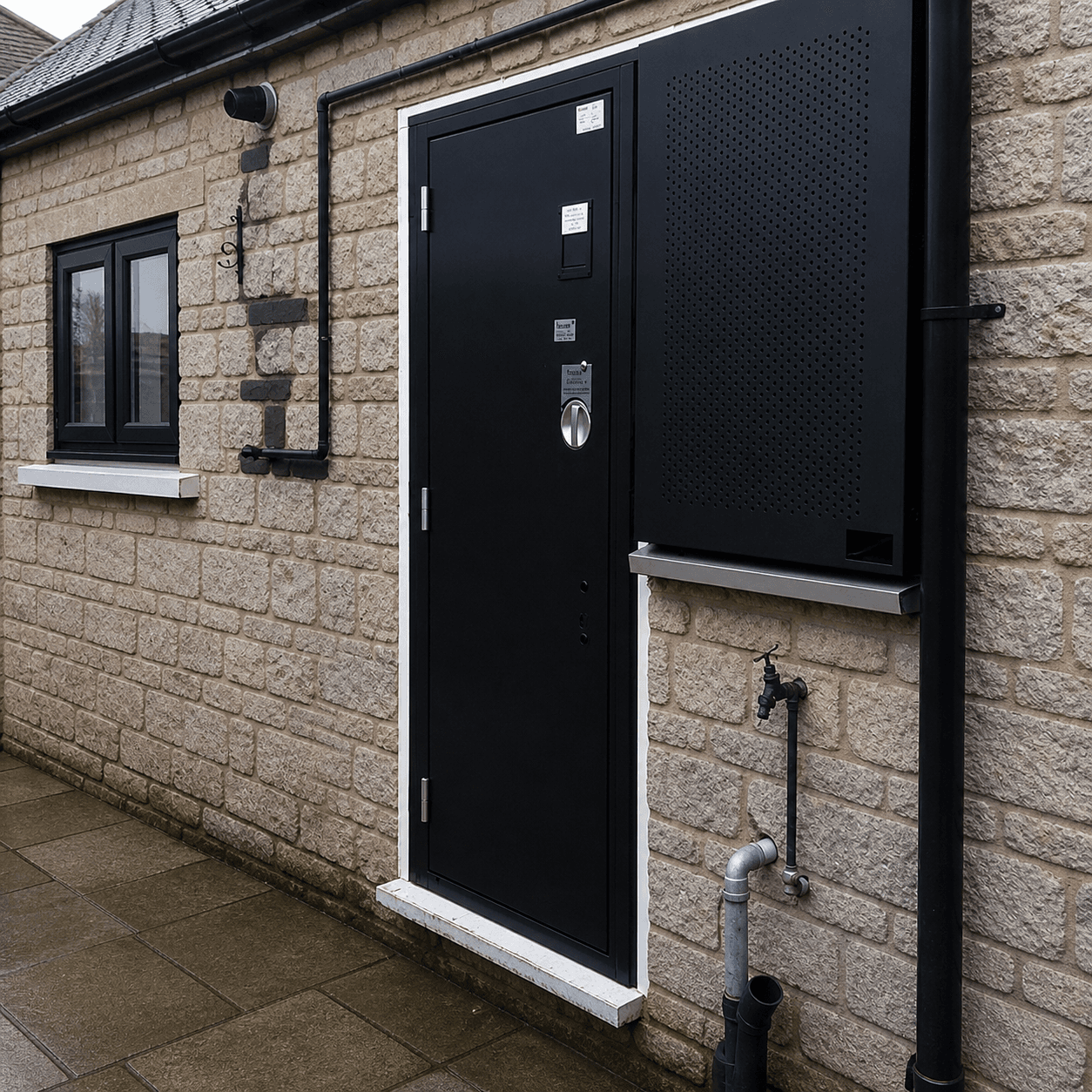 Steel security door installed to secure a vacant property