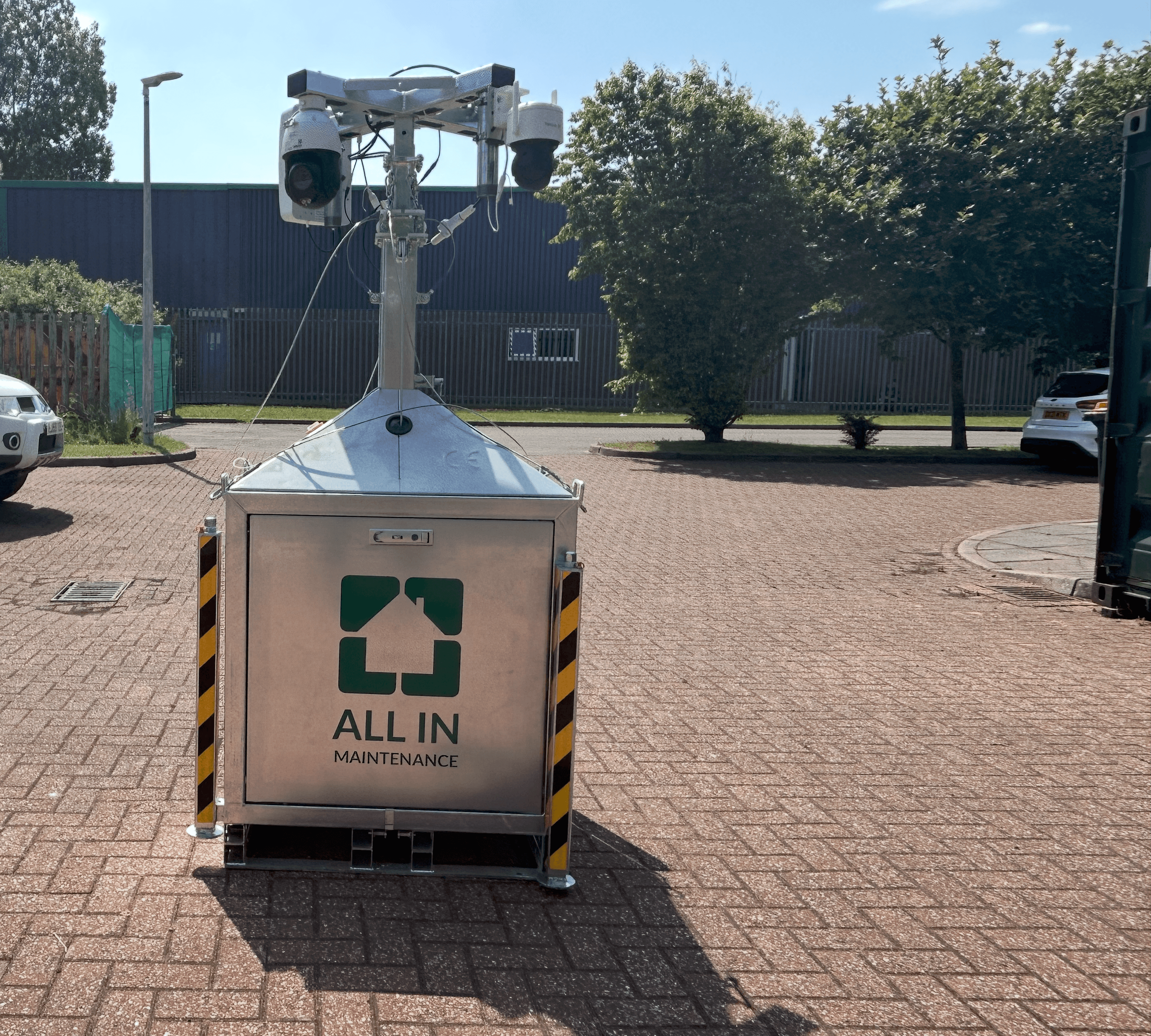 Temporary CCTV tower deployed to secure a vacant property