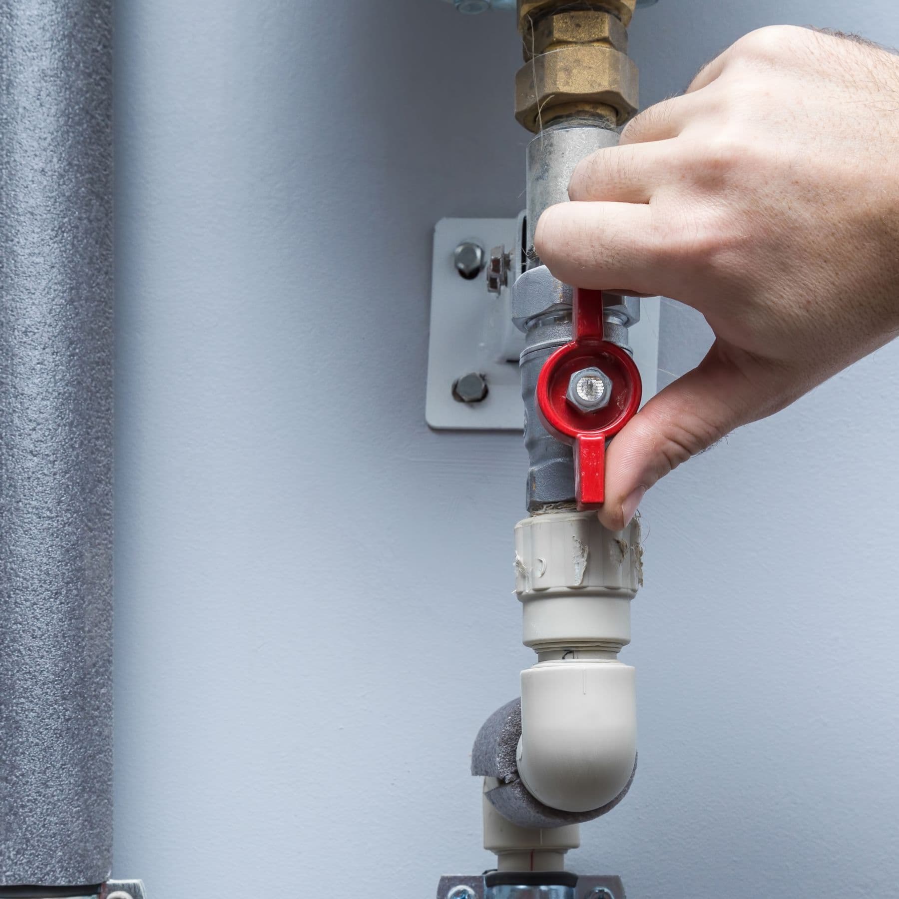 Worker isolating utilities at a vacant property